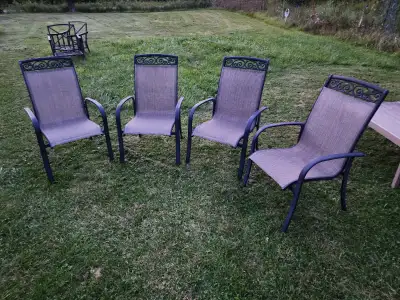 4 X aluminum Chairs outside patios seats tall back, View more