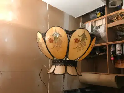 Vintage- Slag Glass Swag Lamp, View more