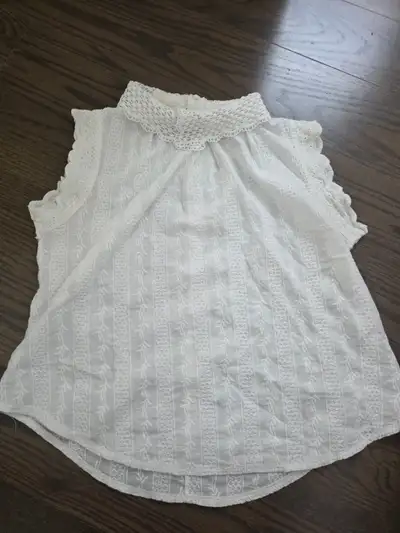 White lace collared shirt, View more