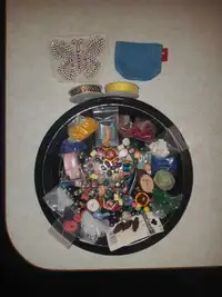 Assorted beads/buttons/ribbon/patches