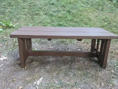 Outdoor Wooden Patio Table. Great for Backyards. Great shape., View more