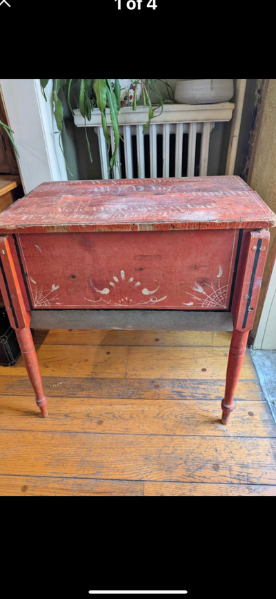 Antique primitive butter churn 1898 175. (No hardware other than the handles). Antique twisted iron...