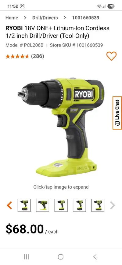 Ryobi Drill only, no accessories, brandnew never used, View more