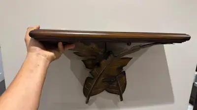 Decorative Carved Leaf Wooden Wall Shelf [42], View more