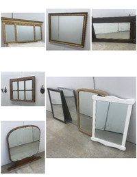 Assorted large vintage wall mounting mirrors, storage clearance