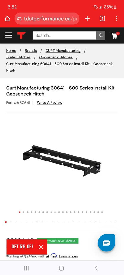 Curt gooseneck hitch bracket kit for 04-14 F150