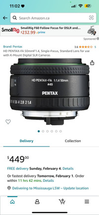 HD PENTAX-FA 50mmF1.4, Single-Focus, Standard Lens for use with 