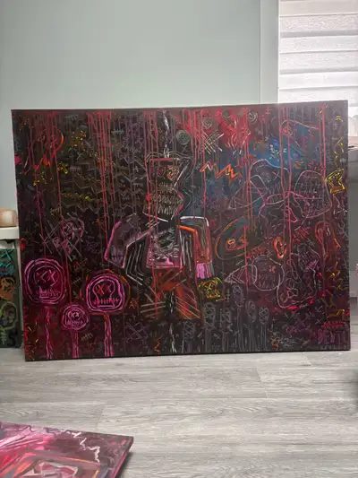 This painting was hand crafted by the artist Devil. A luxurious artifact with hip hop style and fash...