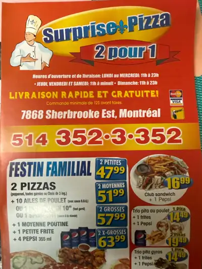 nous cherchons un livreur avec son auto pour notre pizzeria vous pouvez vous presentez au 7868 rue S...