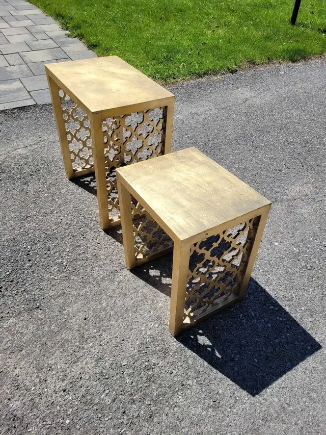 Gold leaf wooden end tables - set in Other Tables in Ottawa - Image 6