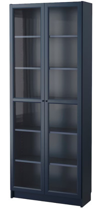 *NEW* Ikea Billy Bookcase with glass doors (blue) - Unopened