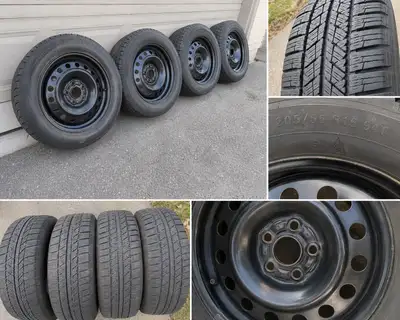 Selling a set of winter tires mounted on steel rims from my Hyundai Elantra. ✔ Tire size: 205/55 R16...