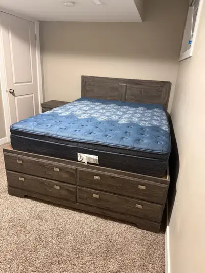 Queen bed frame with mattress , View more
