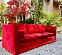 MCM velvet sofa - custom built in 1970