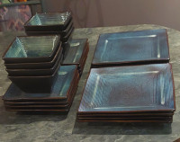 Set of 12 large, small plates, bowls stoneware