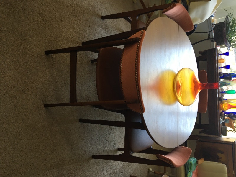 VINTAGE MID CENTURY MODERN TEAK DINING ROOM TABLE & CHAIRS Dining Tables & Sets St