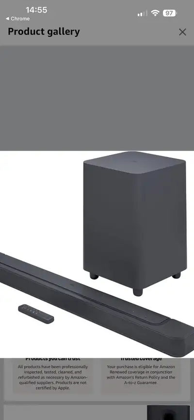 JBL sound bar and subwoofer, View more