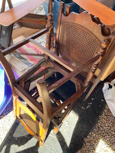 Five wood chairs for refinishing, View more