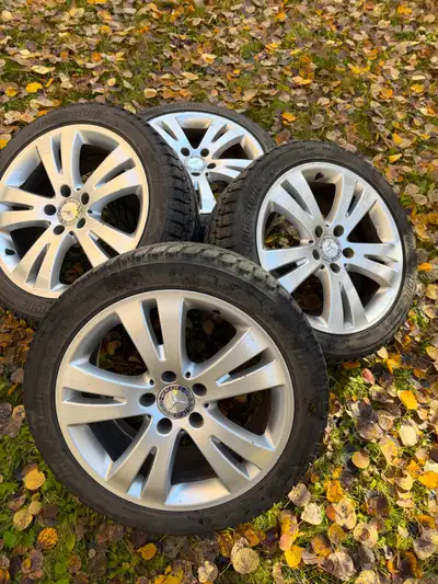 Set of 4 Bridgestone Blizzack winter tires on Mercedes Benz rims - used on C350 Low profile Lots of...