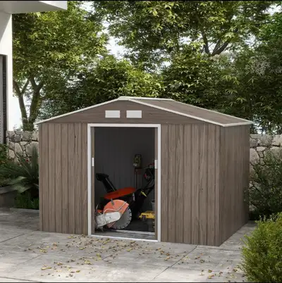 9.1'x6.4'x6.3' Garden Storage Shed w/ Foundation Kit Metal Tool, View more