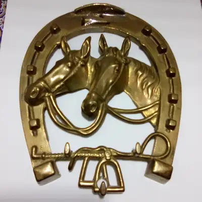 Vintage Brass Horseshoe Key Holder for Three Keys, View more
