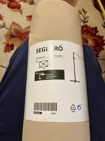 Brand new still in original condition Offset umbrella measuring 330 cm by 240 cm Fits Ikeas Seglaro...