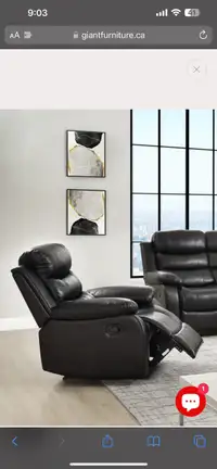 Single Rocking Manual Recliner Faux Leather Sofa