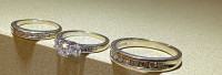 Ladies Engagement ring, wedding band, Men's wedding band