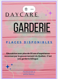 !!! Places disponibles !!!  Garderie ! Daycare Anjou/ st Leonard