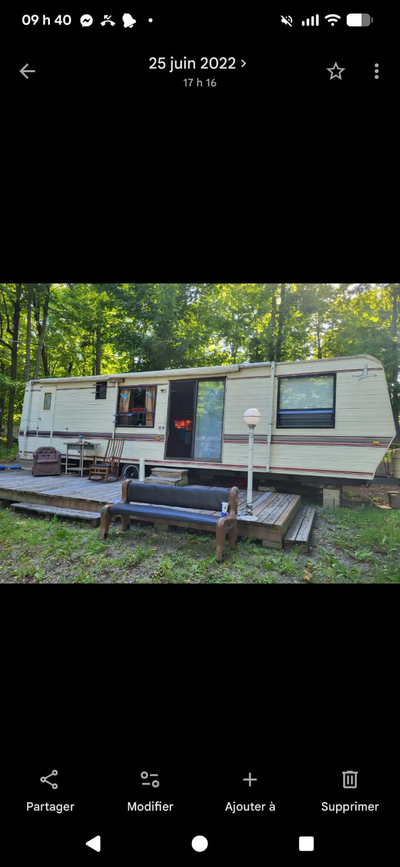 Roulotte 37 pieds 2 side our solarium 12 x 16 + cabanon et deck, View more