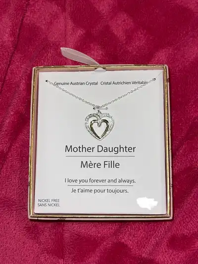 Genuine Austrian Crystal Mother-Daughter Heart Necklace, View more