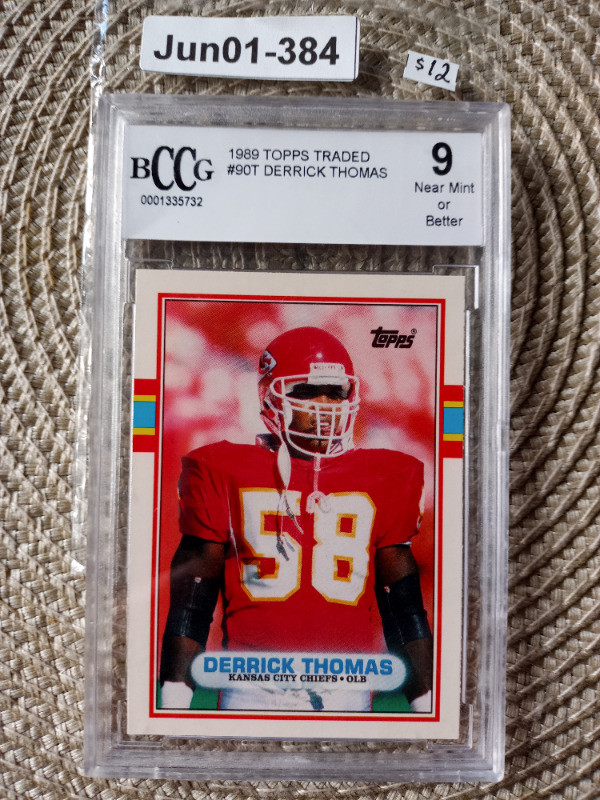 1989 Topps Traded #90T Derrick Thomas Rookie BGS/BCCG 9 Chiefs in Arts & Collectibles in St. Catharines