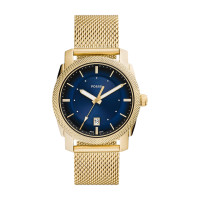 Fossil Three-Hand Gold Tone Stainless Steel Mesh Men's Watch