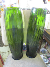 2 VERY TALL 1980s SOLID ART GLASS VASES $20 EA. HOME DECOR