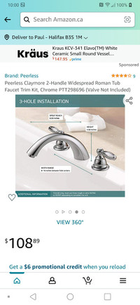 Peerless Claymore 2-handle widespread faucet. Brand new in box