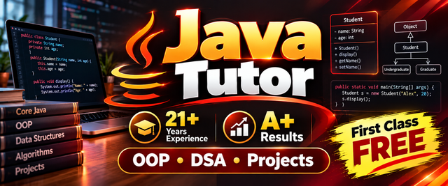 Java Tutor $30/hr | Build Strong Programming Skills, One Concept