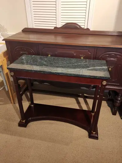 Beautiful and strong solid wood console table, real marble top, View more