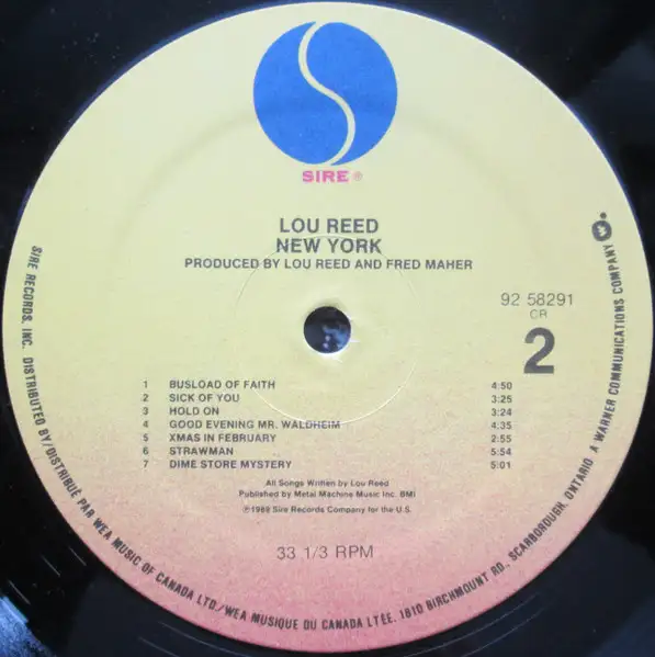 Lou Reed - "New York" Original 1989 Vinyl LP in Arts & Collectibles in Ottawa - Image 5