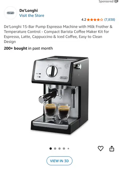 De'Longhi Espresso Machine, View more