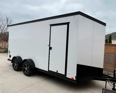 I have for sale a brand new trailer never used it is 16 feet long plus the v nose 7 feet tall and 7...