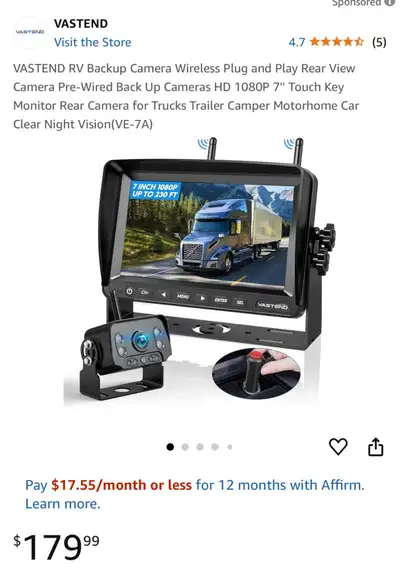 Yakry Rv Backup Camera WiFi Car Rear View Camera RV Backup HD