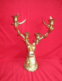 Fabulous Brass Deer with Antlers Candelabra