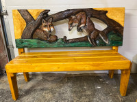 Red foxes bench