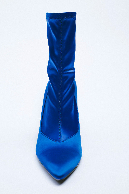 Zara Satin Blue Sock Boots - New, Never Worn in Women's - Shoes in Calgary - Image 2