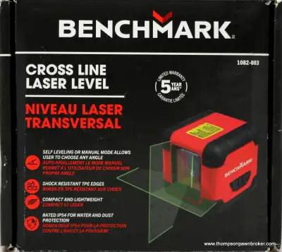 BENCHMARK CROSS LINE LASER LEVEL & BOX (NEW), View more