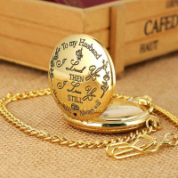 Luxury Golden Engraved To My Husband Design Quartz Pocket Watch