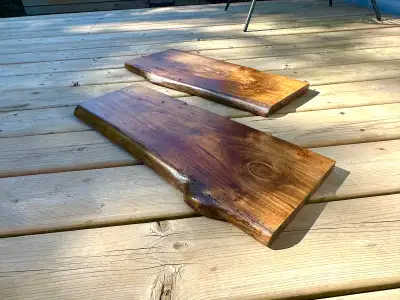Live edge floating wooden shelves , View more