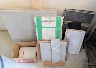 Assorted Ceramic Tiles and Flooring Pieces , View more