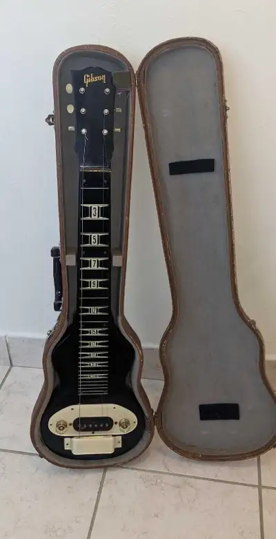 Vintage Gibson BR-6 1940's Black Lap Steel Guitar w/Case, View more