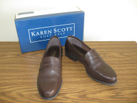 Brown leather penny loafers, size 7.5-8